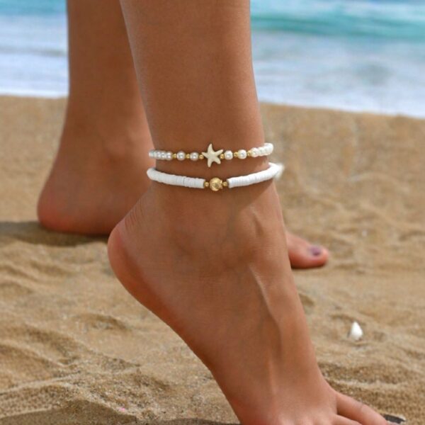 Five-pointed Star Pearl Twin Anklet
